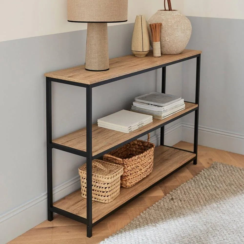 sweeek 3-level Industrial Bookcase With Wood & Metal Effect in Black