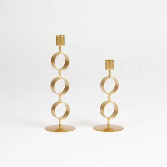 Set of 2 Gold Circular Candle Holders 2