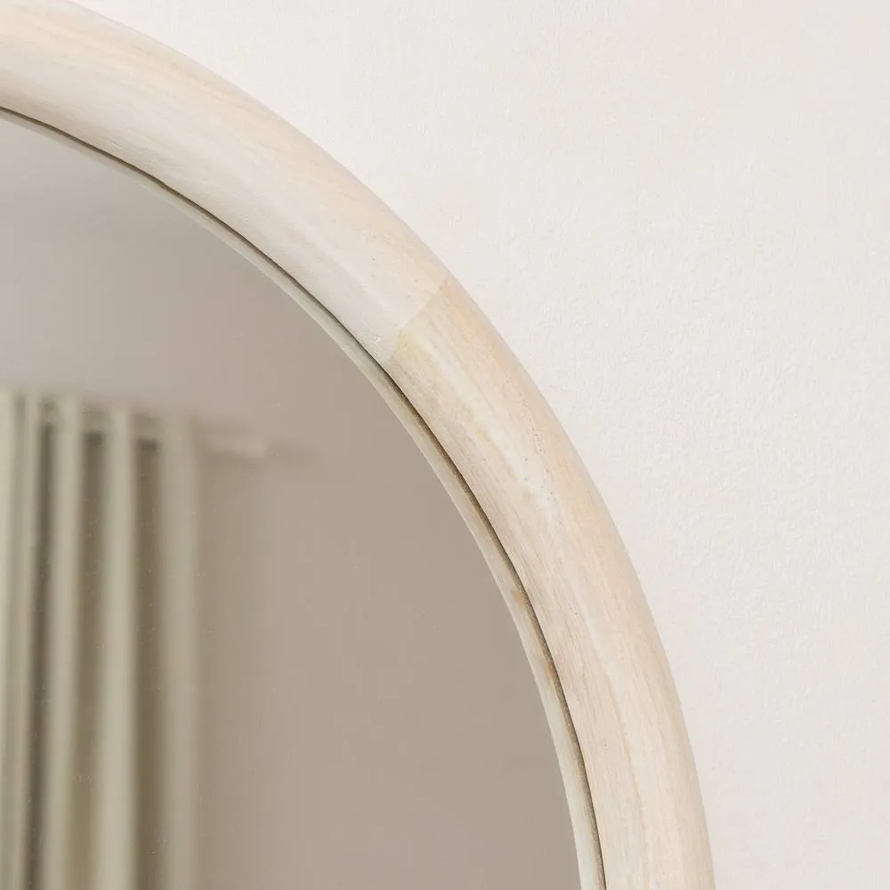 Melody Maison White Washed Wooden Round Wall Mirror - 50cm X 50cm in Off-White 2