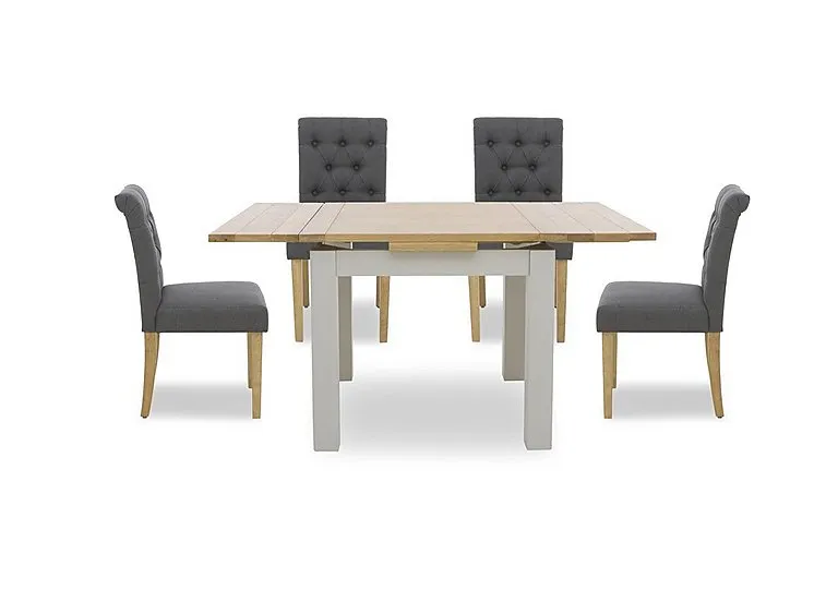 Lewis Small Draw Leaf Extending Dining Table and 4 Button Back Chairs - Anthracite