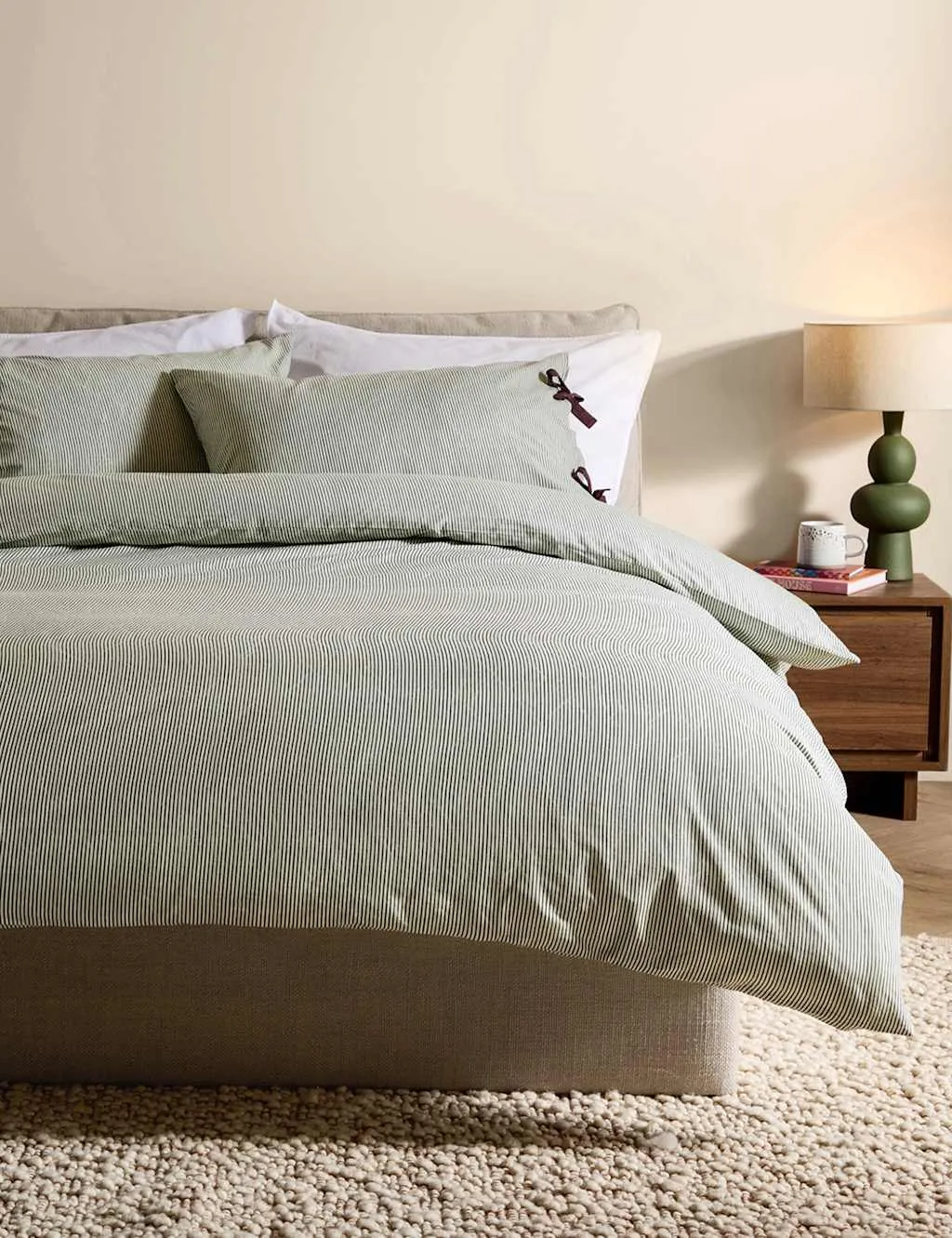 MADE Pure Cotton Ansel Stripe Bedding Set Green