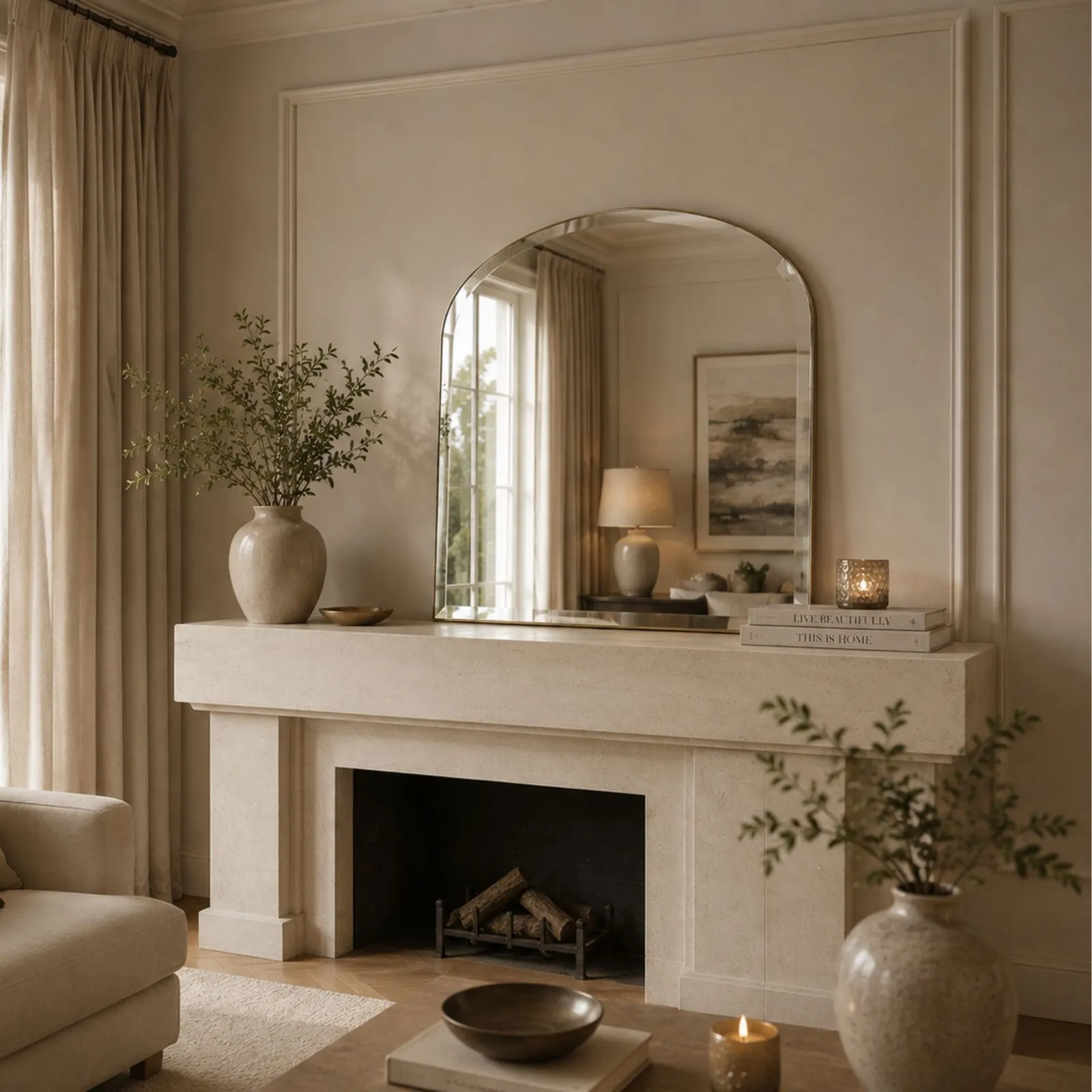 Yearn Mirrors Yearn Delicacy Mantle Mirror Gold Bevelled 91 X 69cm, Gold 4