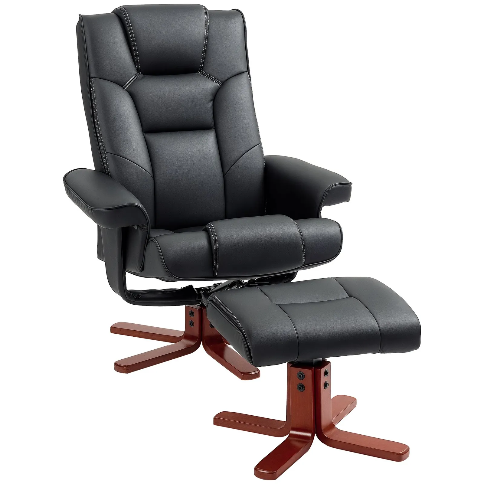 HOMCOM Reclining Armchair with Footstool & Adjustable Backrest in Black