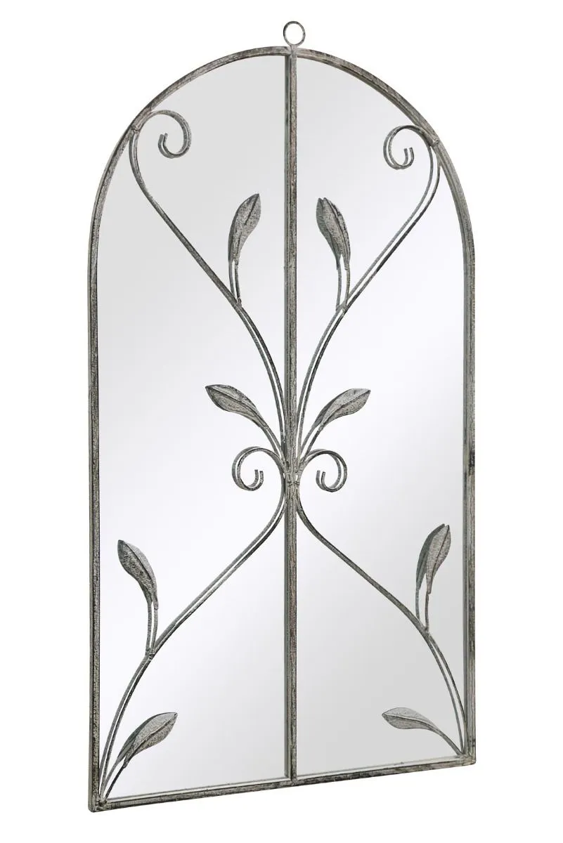 MirrorOutlet Concrete Colour Metal Framed Arched Wall Mirror 31"x 18" (80 X 46CM) in Grey 3