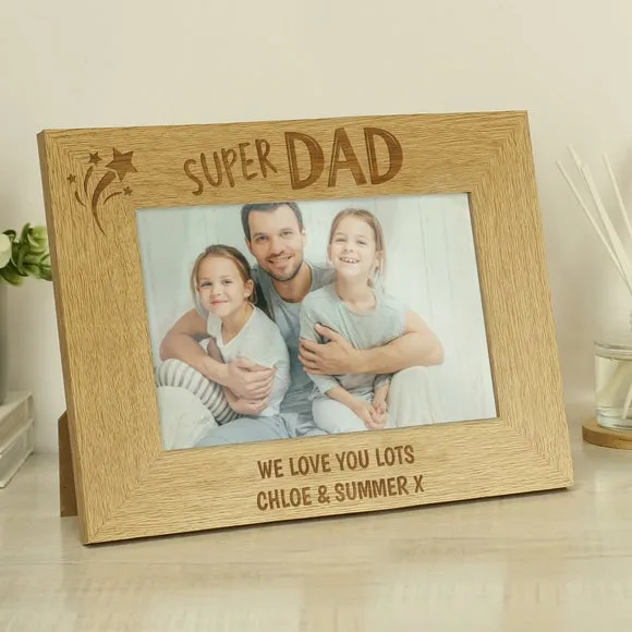 Personalised Super Dad Wooden Photo Frame 3