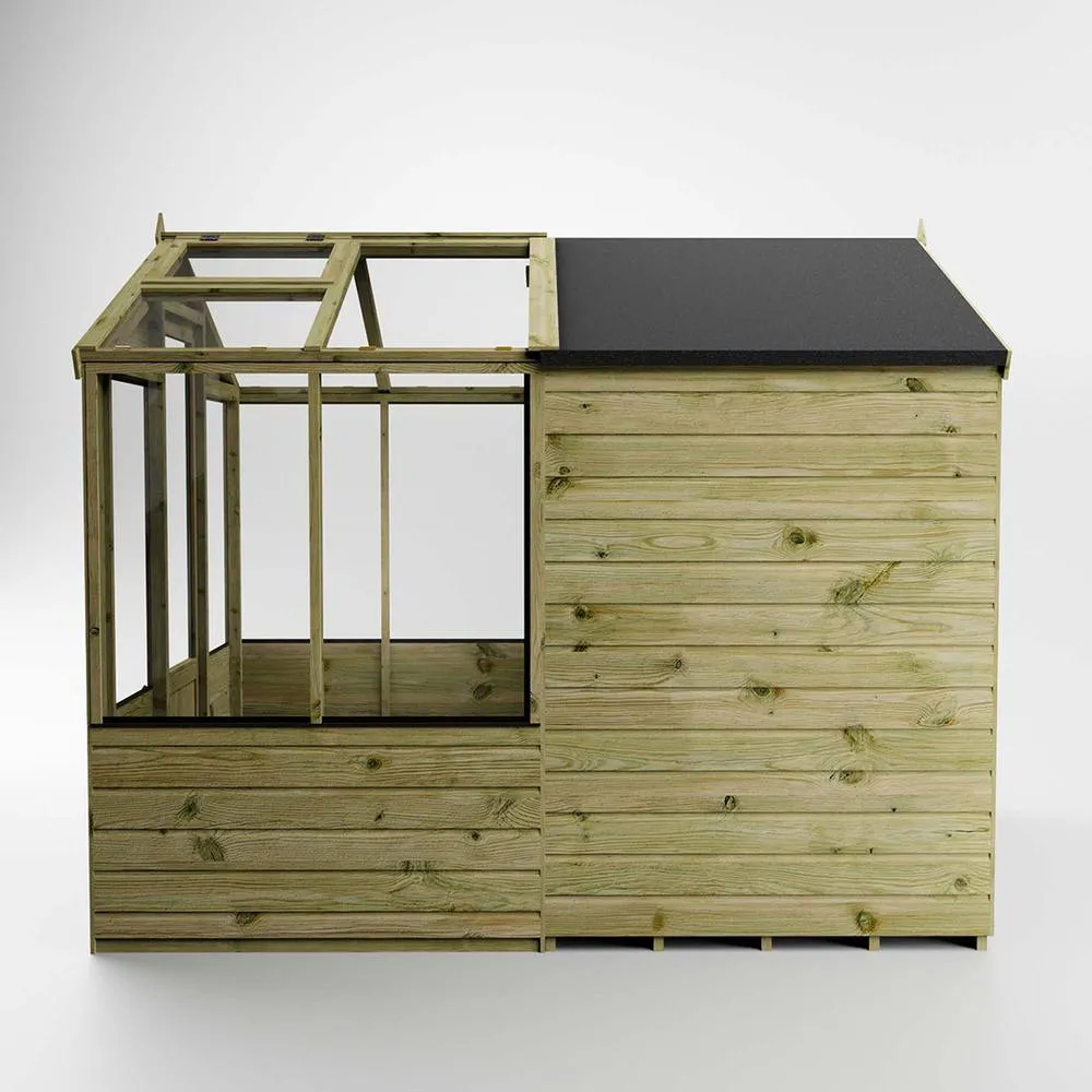 Mercia Traditional Apex Greenhouse/Shed Combo - L245.8 x W201 x H205.8 cm in Brown 5