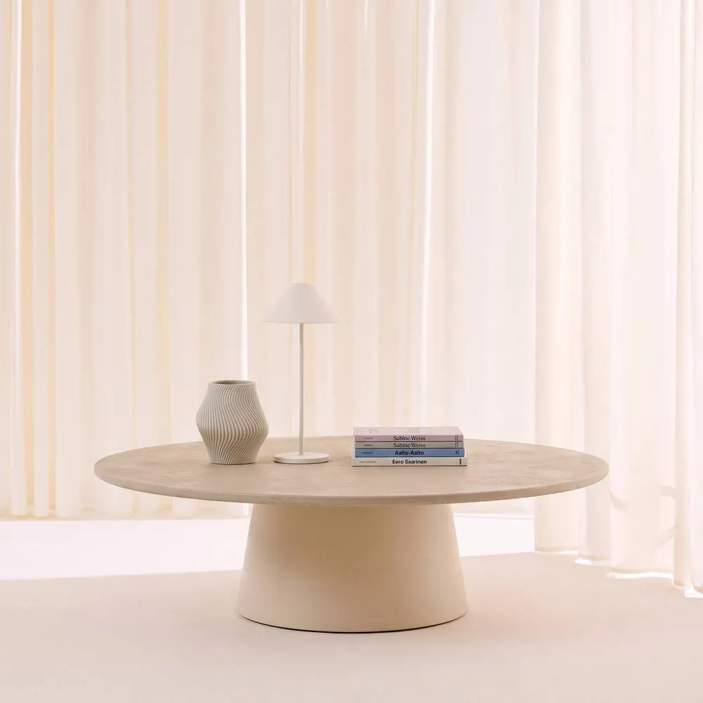 sweeek Oval coffee table with concrete effect finish in White 3