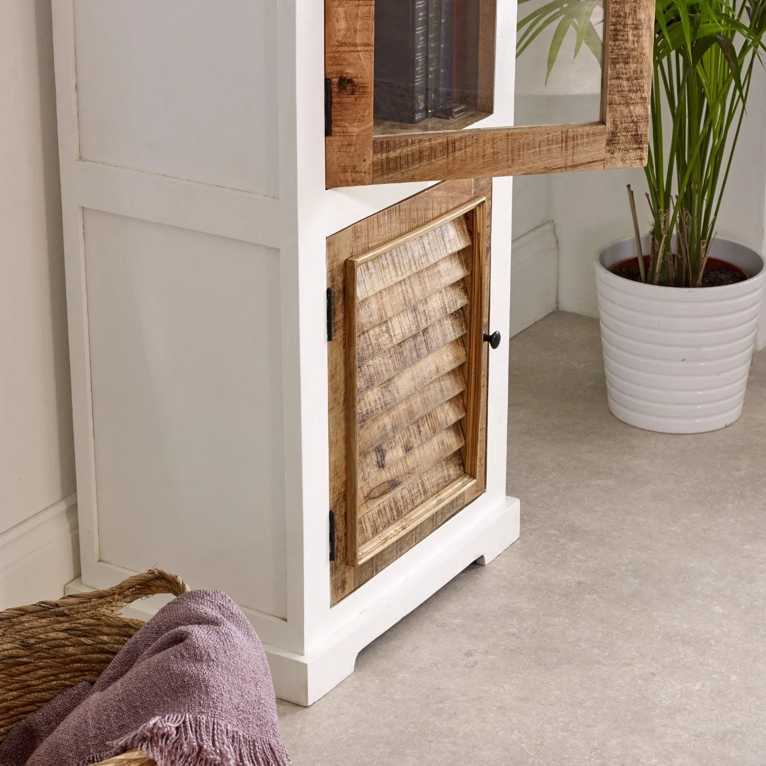 IH Design Curley Solid Mango Wood Bookcase White 3