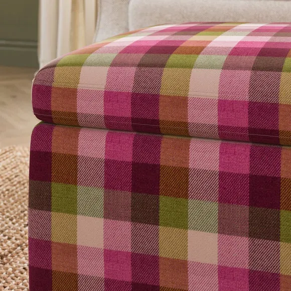 Box Chest Bright Check Storage Footstool 4