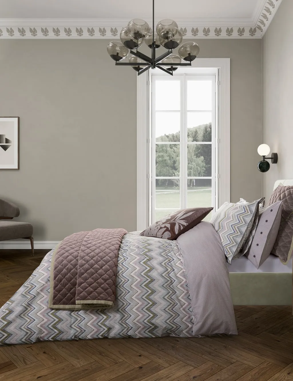 Bedeck of Belfast Cotton Blend Claudia Bedding Set Pink Mix