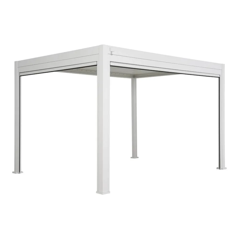 sweeek Louvered pergola aluminium 4 x 3m with a 3m blind & a 4m blind in White 5