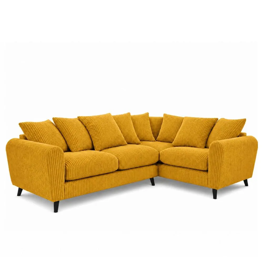 Bliss Furniture Harlow Jumbo Cord Right Hand Dual Arm Corner Sofa, Mustard