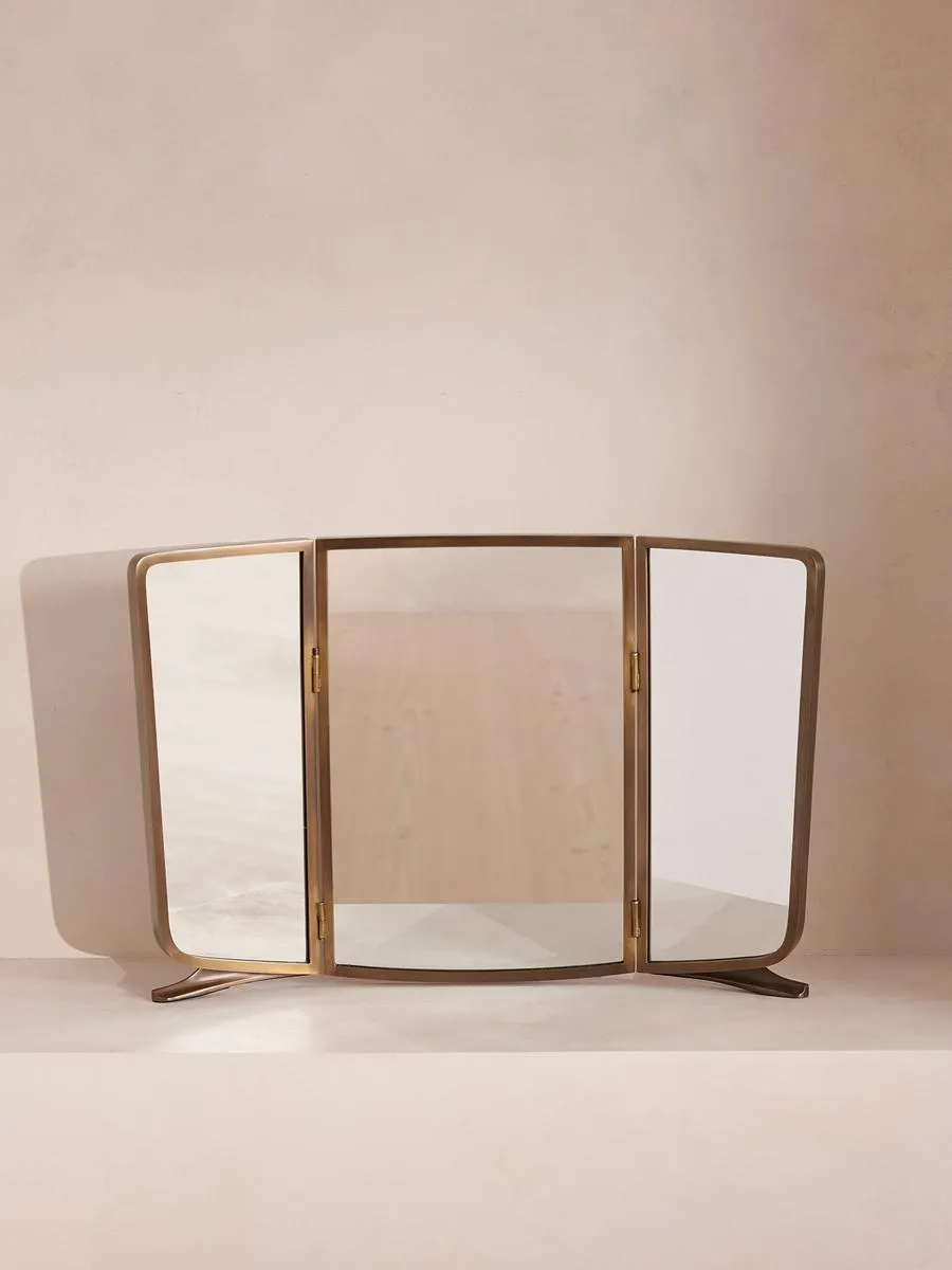 Franklin Vanity Mirror, Antique Brass