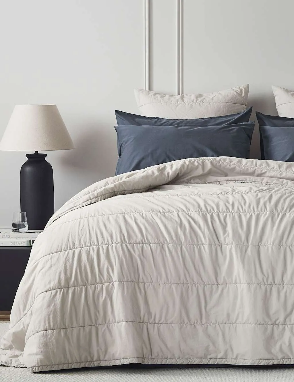Bedfolk Pure Cotton Quilted Throw Beige