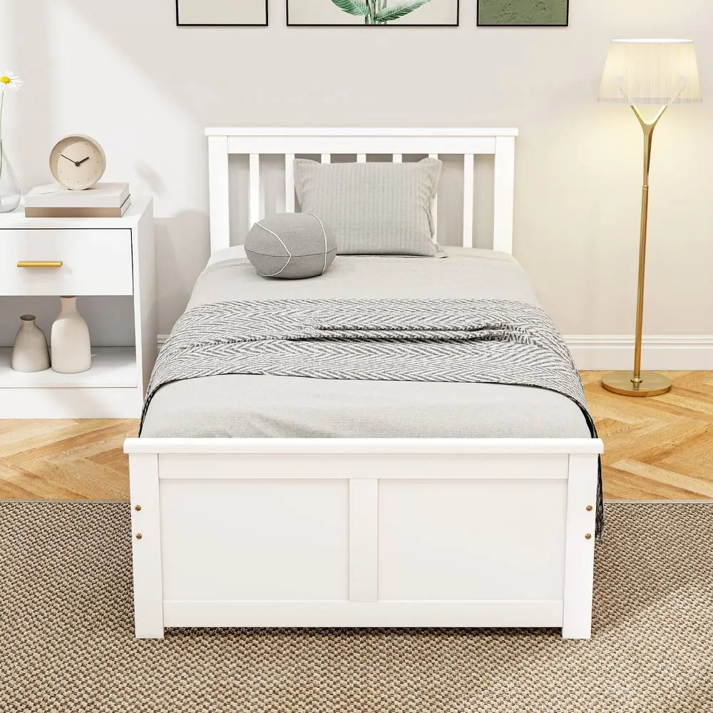 HOMCOM Storage Bed with 2 Drawers, Pine Wood Bed Frame, 90 x 190 cm, White