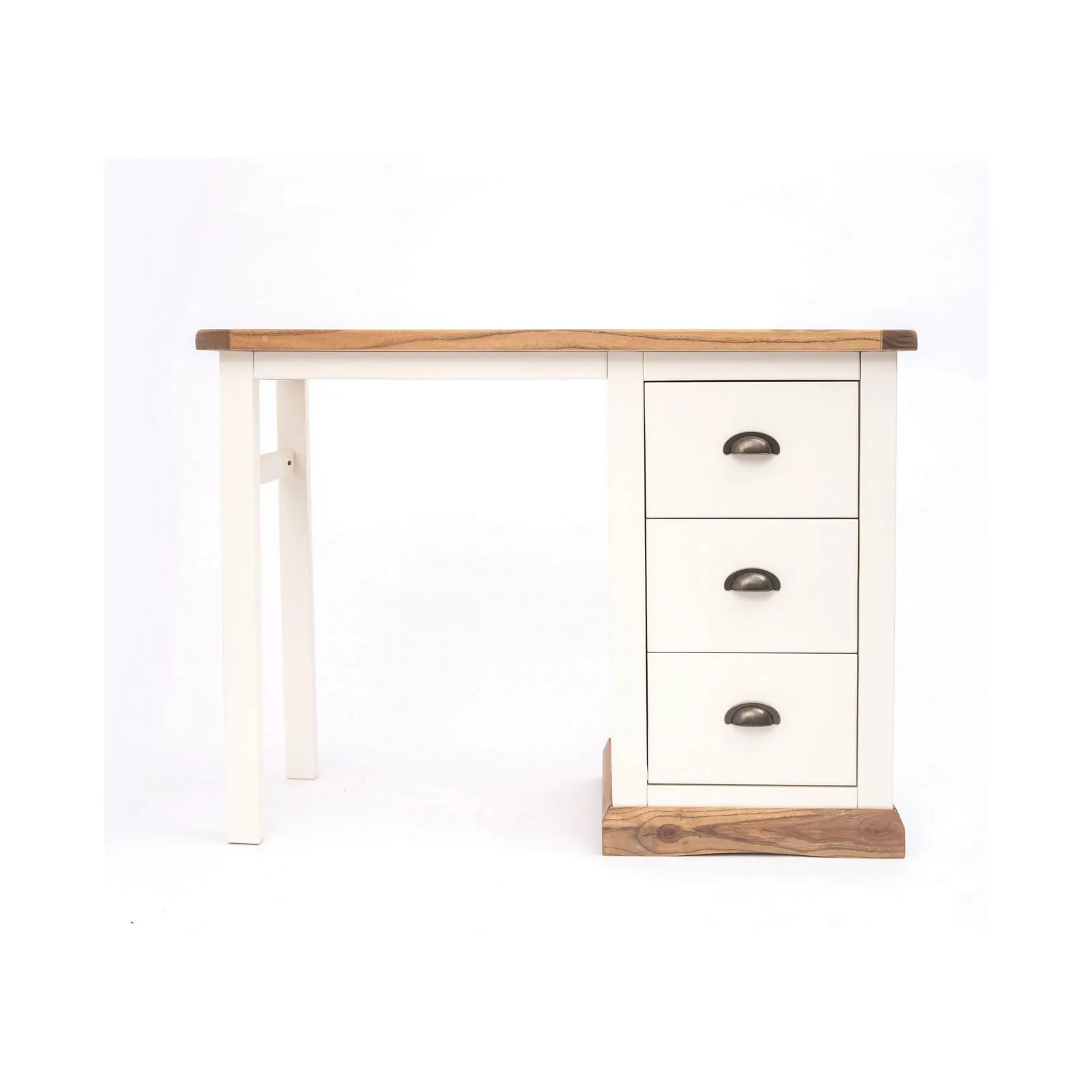 Cabinet Bits Tropea 3 Drawer Desk - Dressing Table Brass Cup Handle in Off-White