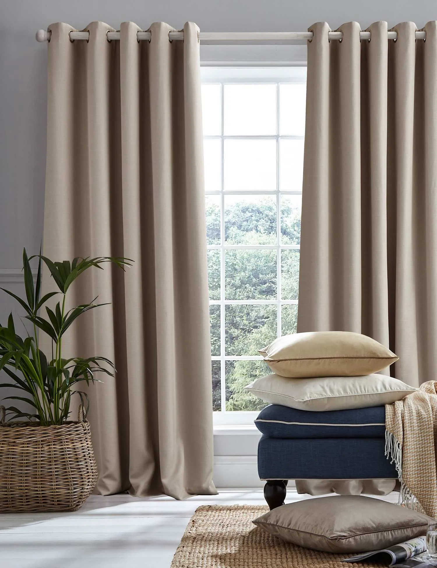 Laura Ashley Stephanie Eyelet Blackout Curtains Natural