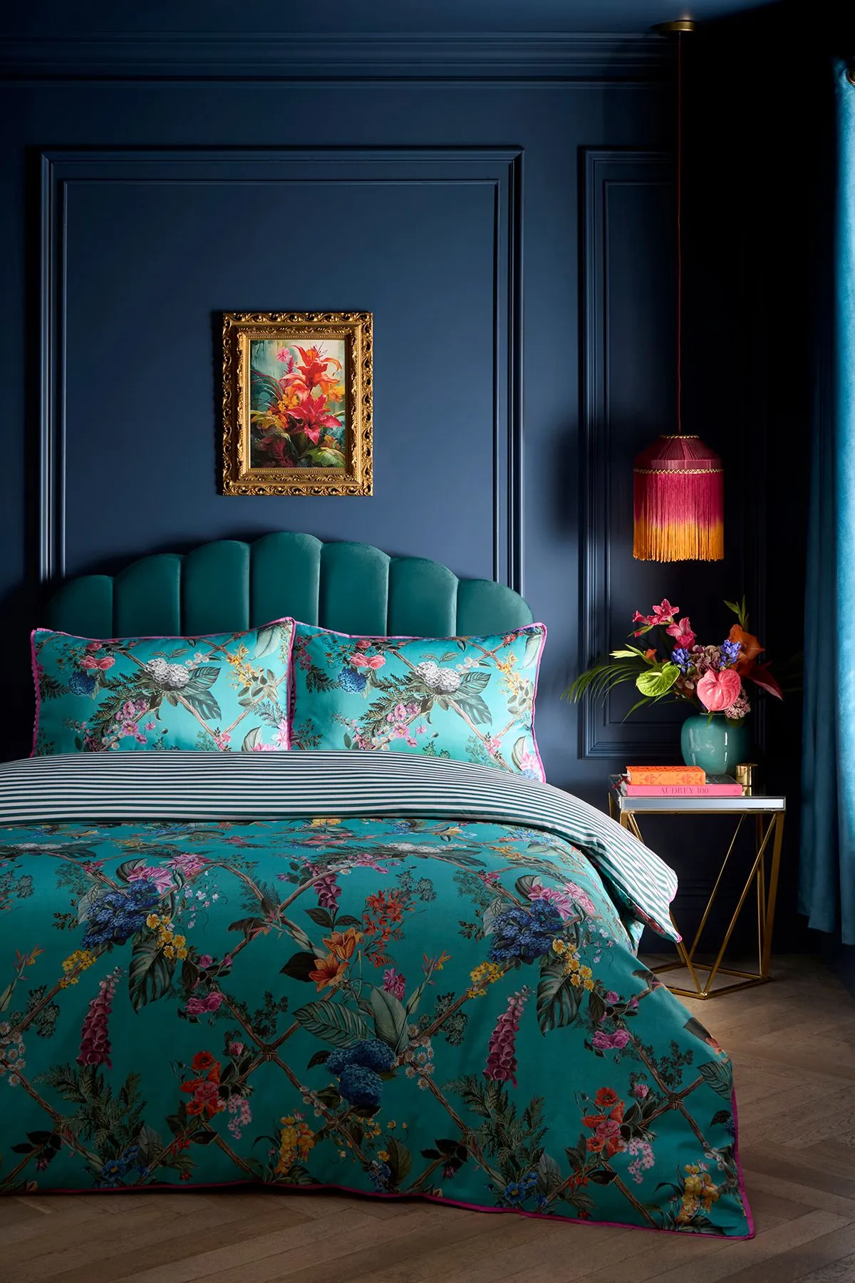 Laurence Llewelyn-Bowen 'Cotswald Fantasia' Floral Print 200 Thread Count Cotton Duvet Cover Set in Teal