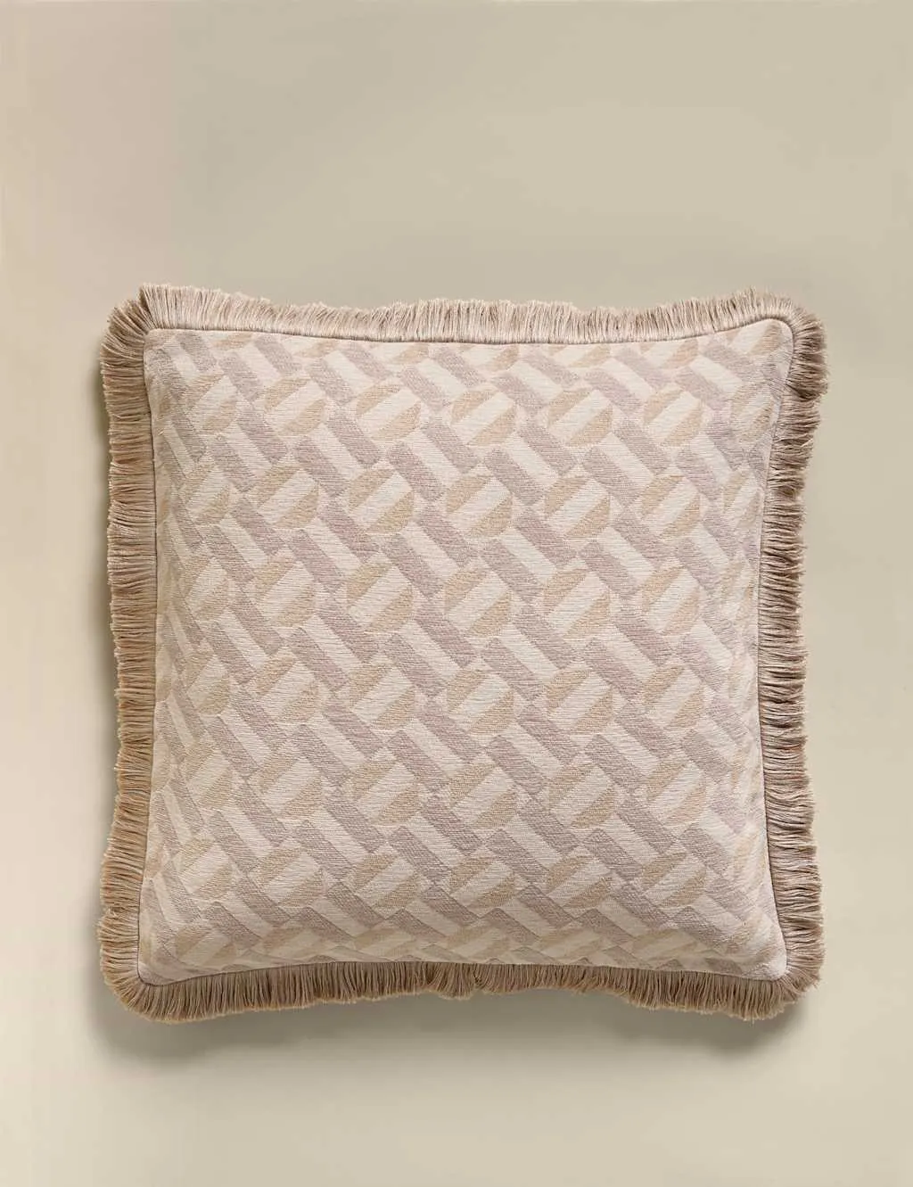M&S Chenille Geometric Tile Cushion Biscuit