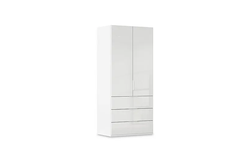 Haven 101cm 2 Door Combi Wardrobe with Glass Doors - Alpine White