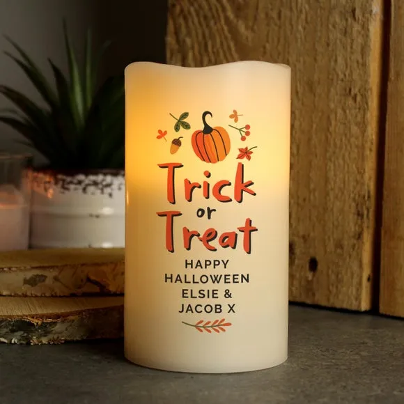 Personalised Trick or Treat Pumpkin LED Candle 4