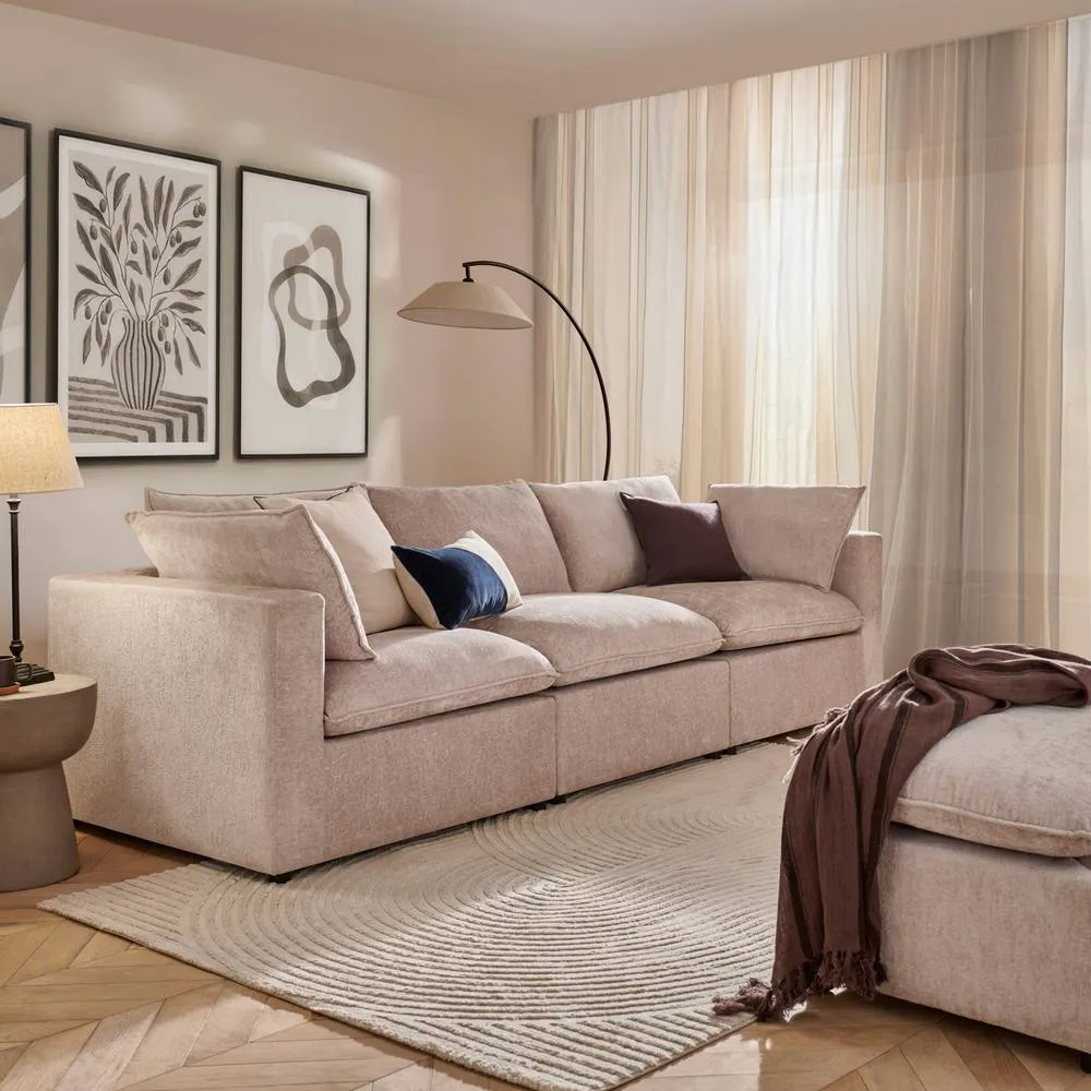 The Great Sofa Company Taylor Modular Chunky Chenille Corner Sofa in Light Beige 4