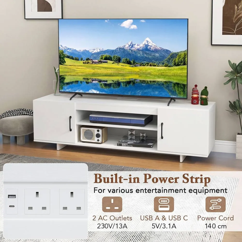 Costway TV Stand for TVs up to 70" 152 cm Entertainment Center w/ Power Outlet in White 4