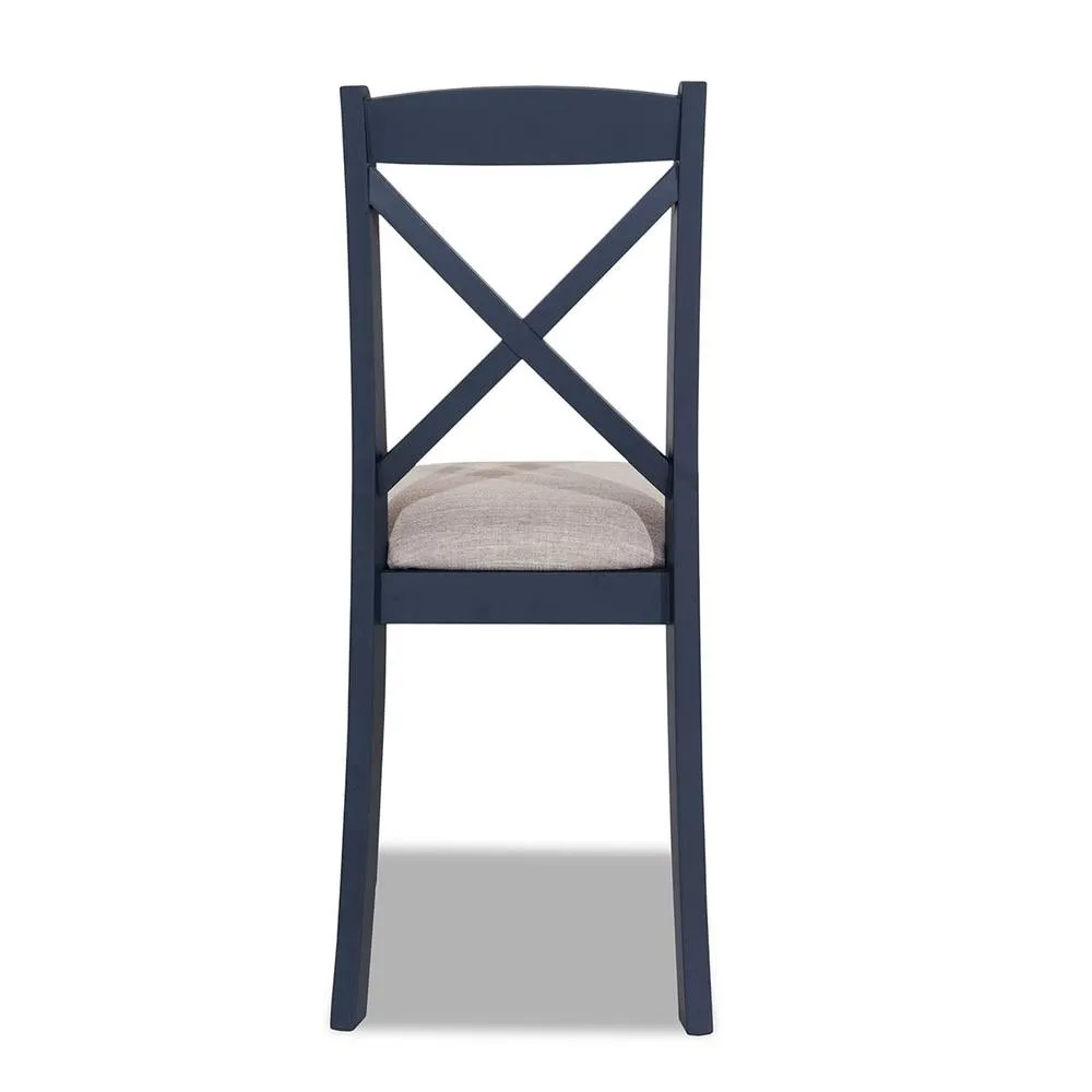 Statement Furniture Florence Crossback Upholstered Seat Dining Chair in Navy 4