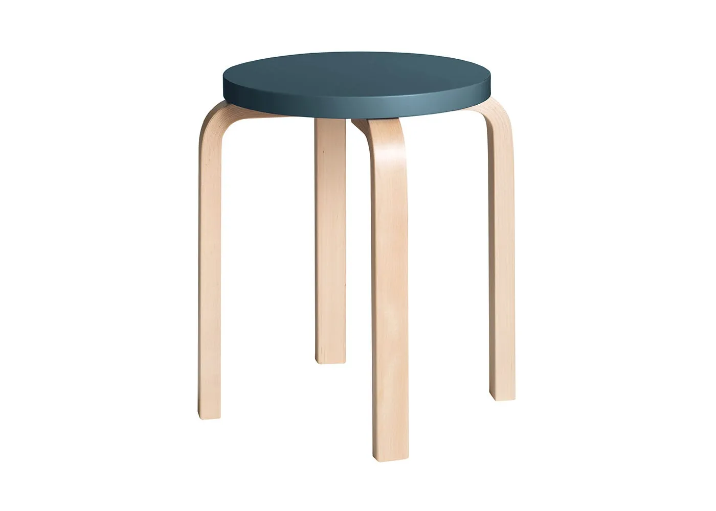 Artek Stool E60 Natural Lacquered Birch Blue Lacquered 1
