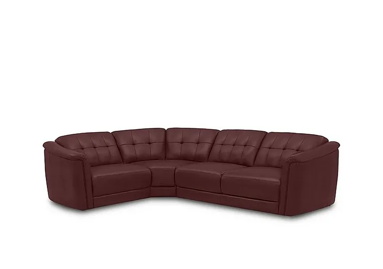 Monarch Small Leather Left Hand Facing Corner Sofa - Montana Ruby