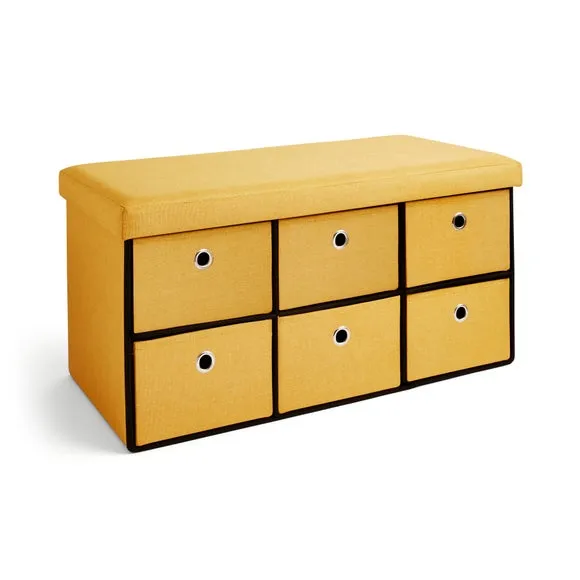 6 Drawer Faux Linen Foldable Ottoman 3