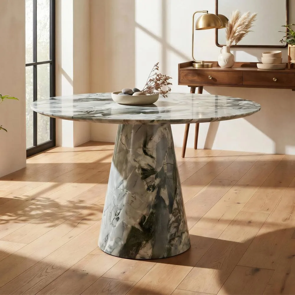 FurnitureboxUK Palma Round 4-6 Seater Pedestal Dining Table in Green