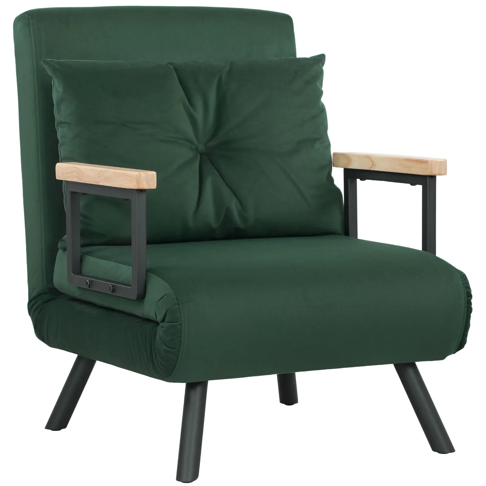 HOMCOM Click Clack Single Chair Bed Settee for Living Room, Green 2