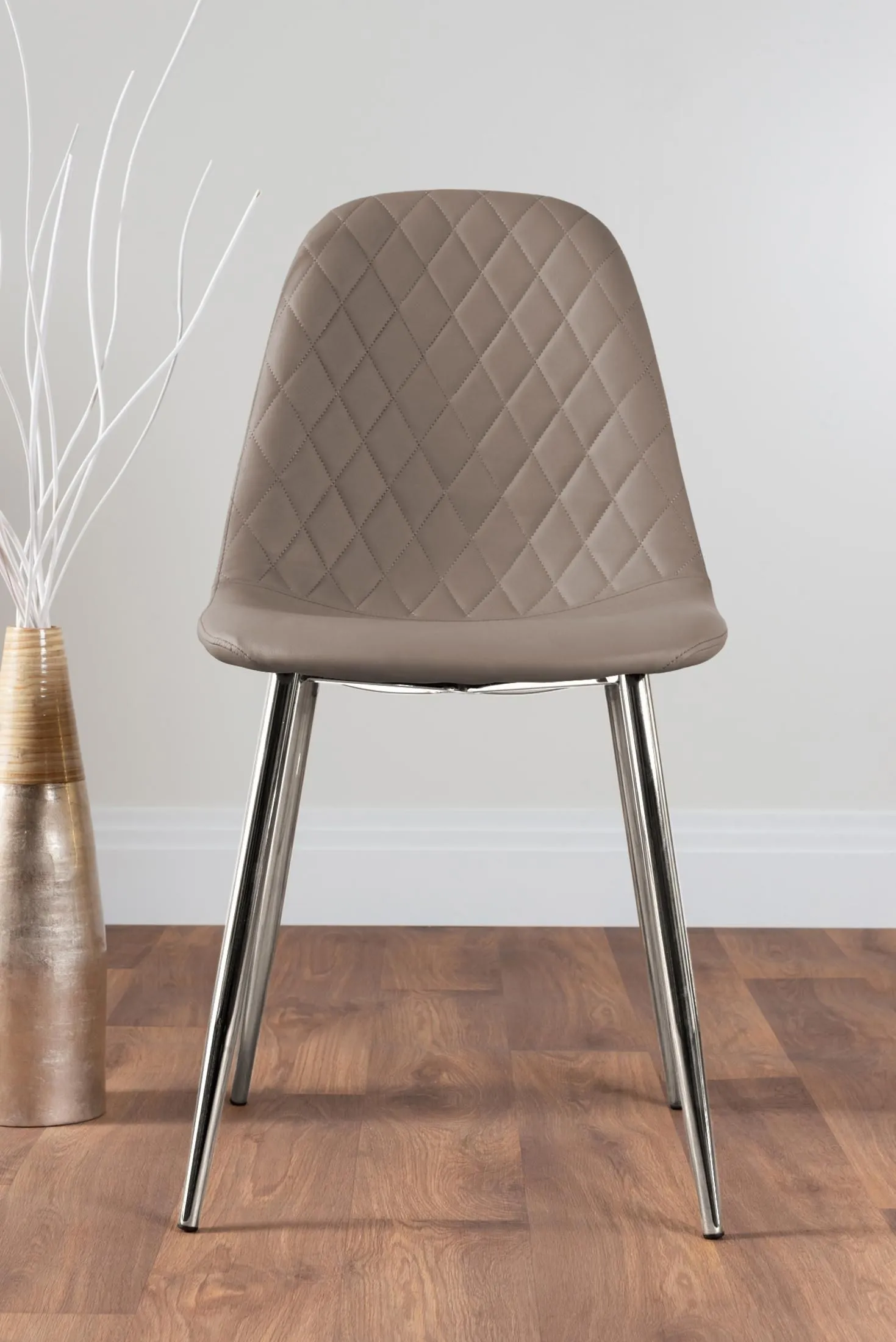 FurnitureboxUK Giovani 6-Seater Grey Glass Dining Table & 6 Corona Faux Leather Dining Chairs in Beige 6