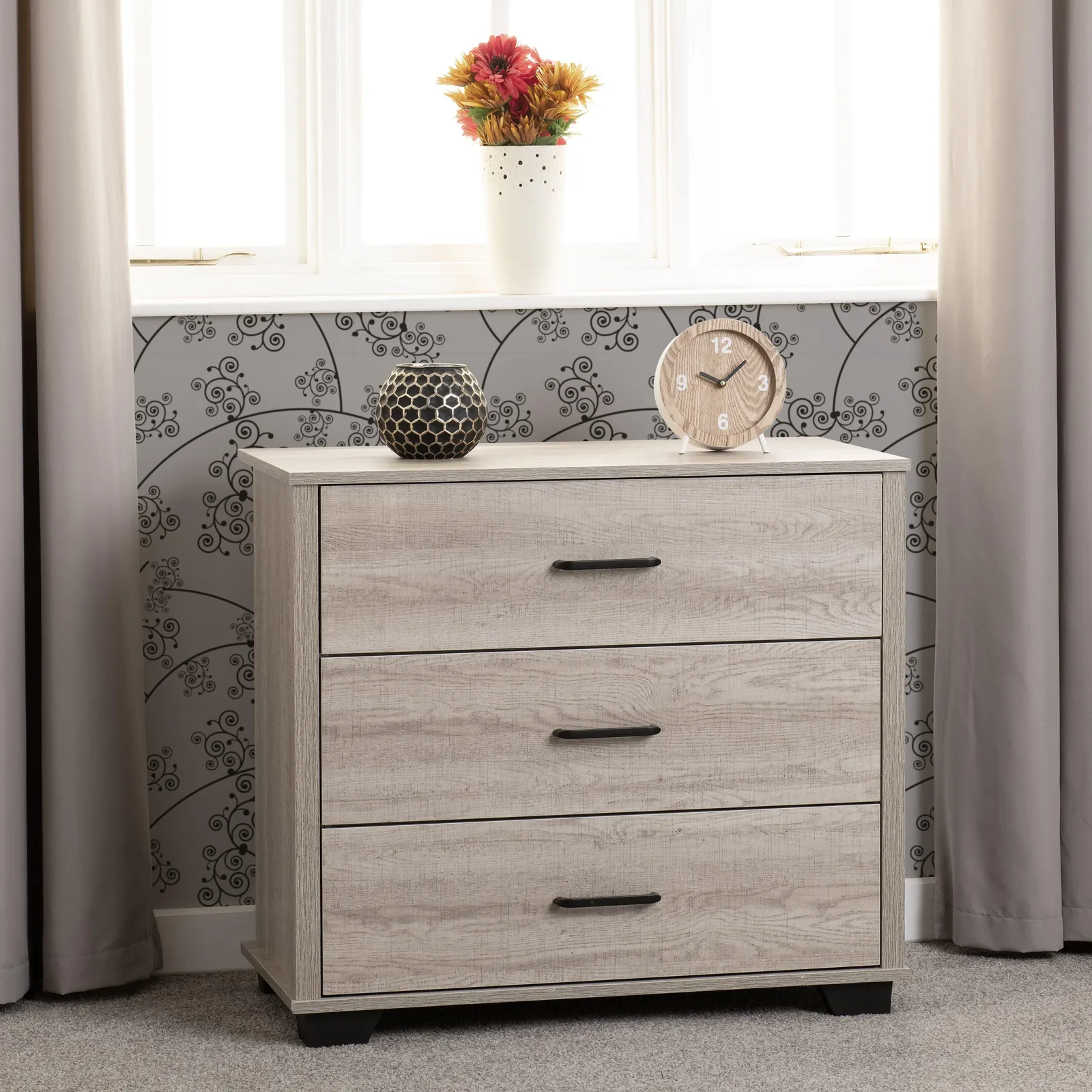 Seconique Oliver 3 Drawer Chest in Light Oak
