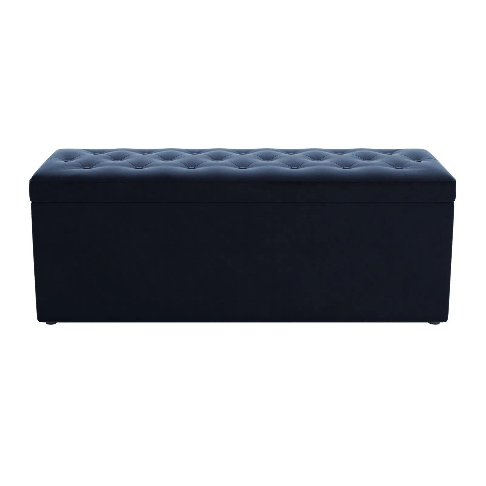 Oswald Velvet Buttoned Ottoman Bench Navy Blue