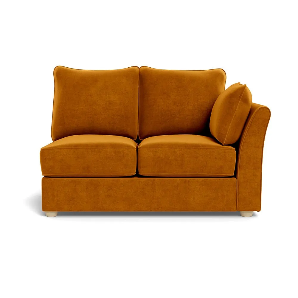 Heal's Tailor Double Right Hand Facing Corner Unit Smart Luxe Velvet Cognac Natural Feet 1