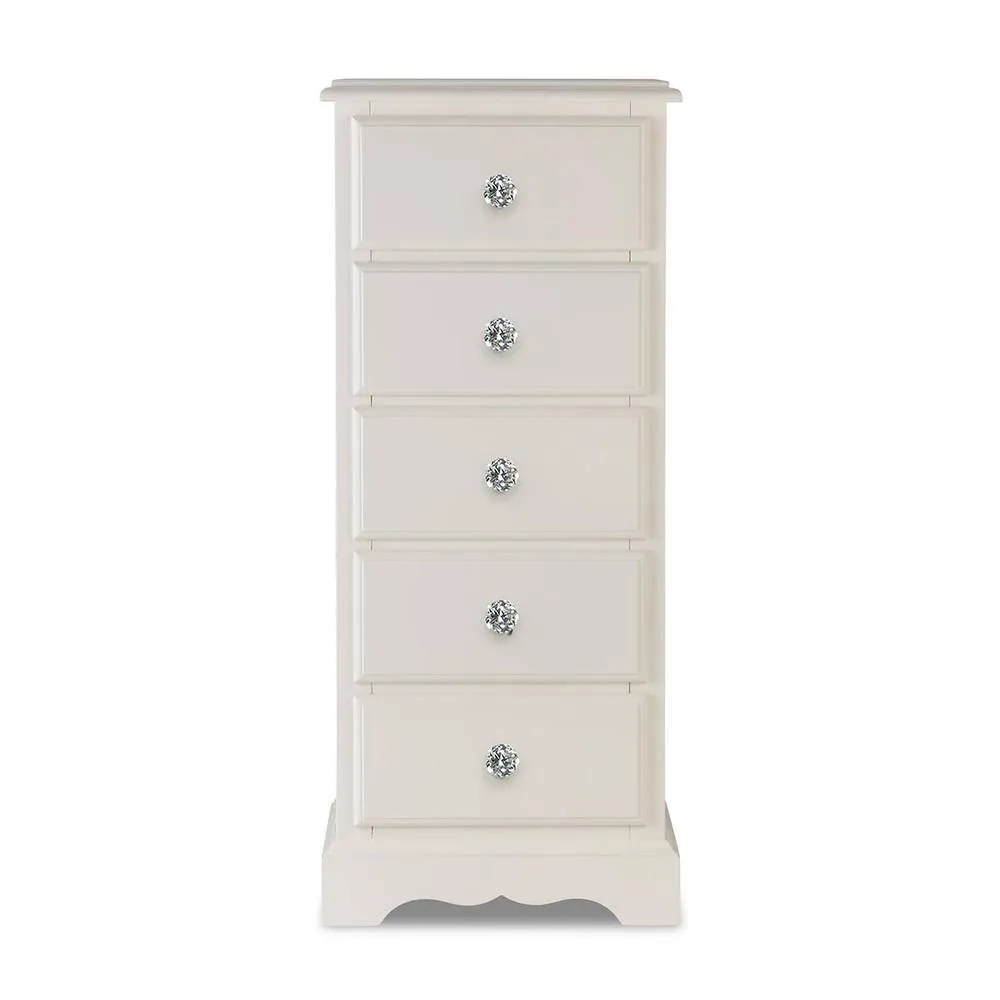 Statement Furniture Romance 5 Drawer Tallboy with Crystal Handles in Light Grey 5