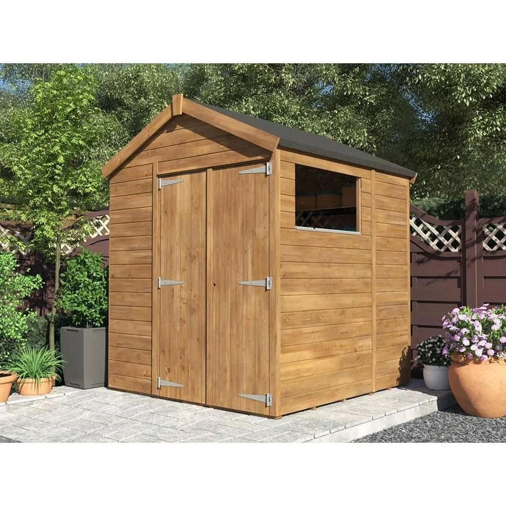Dunster House Wooden Shed 1.8 x 1.8m (6' x 6') 15mm Apex Window - Overlord Modular in Brown 3