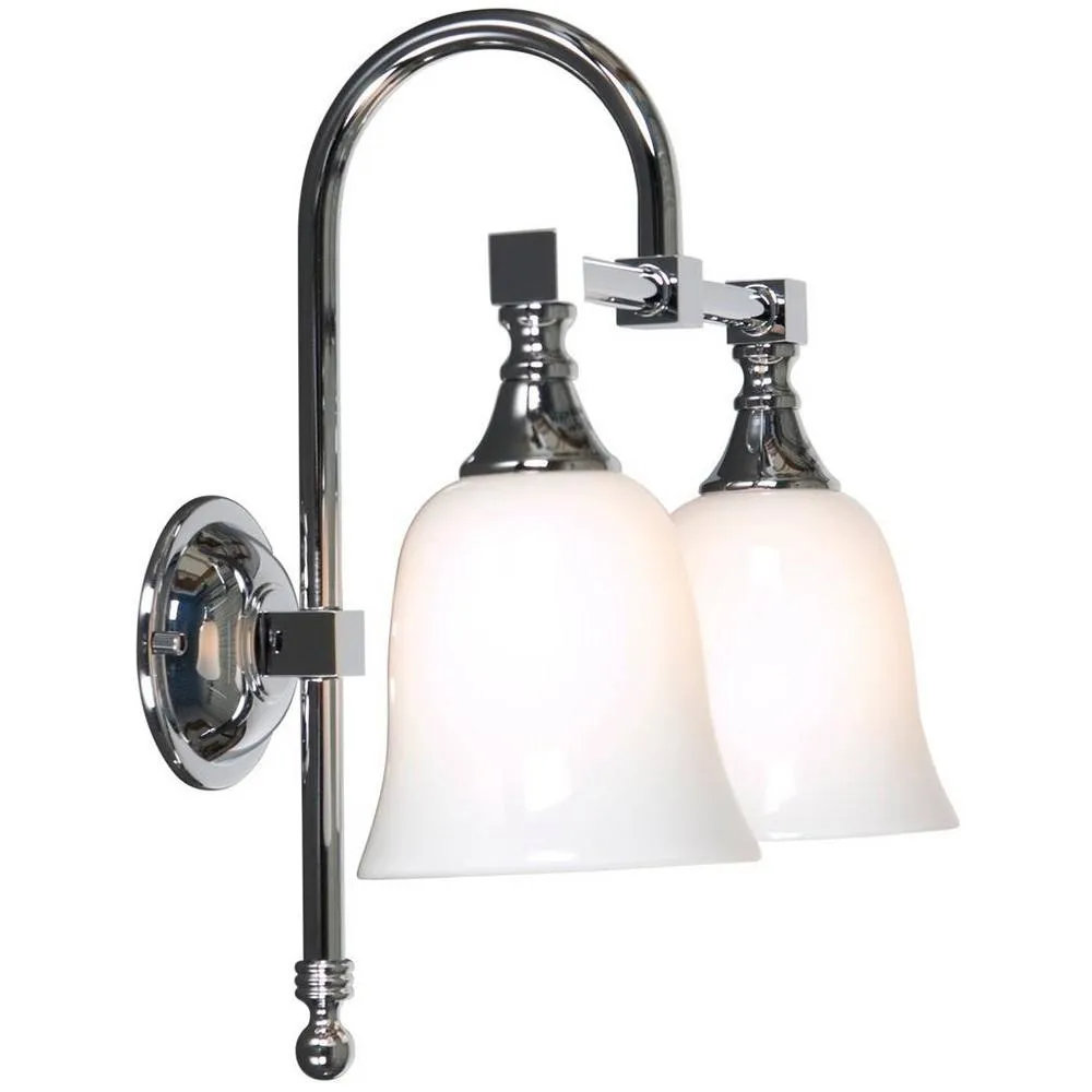 Netlighting Classic 2 Light Bathroom Wall Light Chrome IP44 in Silver
