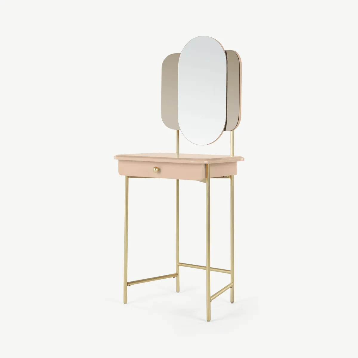 Maddie Dressing Table, Pink & Brass
