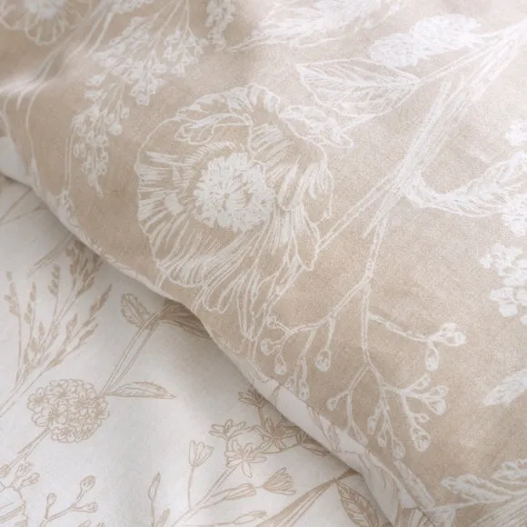 Bianca Floral Toile 100% Brushed Cotton Duvet Cover & Pillowcase Set 4
