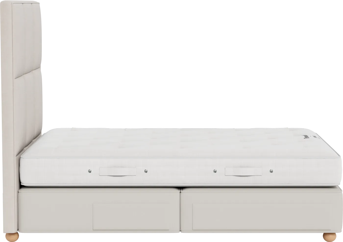 Vispring Devonshire Medium Tension Divan Super King TK596 Fawn 750 Castors 2 Footend 2 Headend Drawer 2