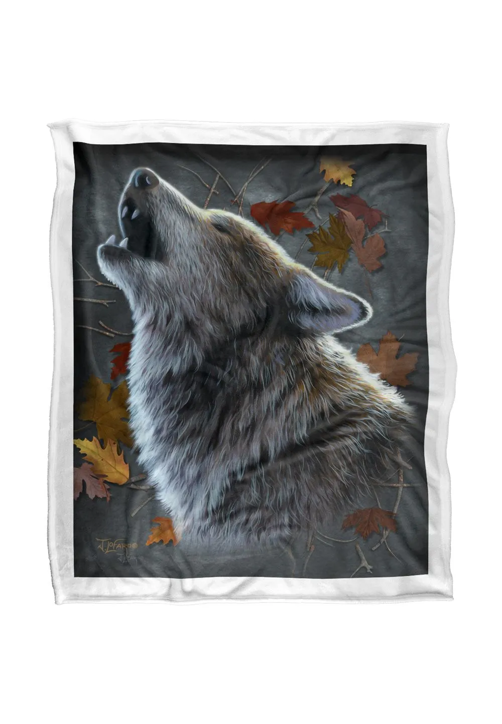 JQ Licensing Jlo Howling Wolf Silky Touch Super Soft Throw Blanket 152 X 127 cm in White