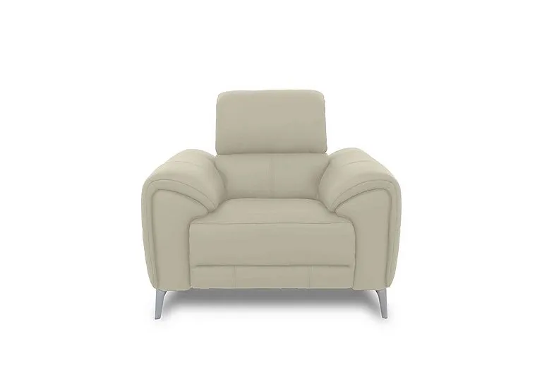 Vino Leather Power Recliner Chair with Power Headrest and Heated Seat - Bone China