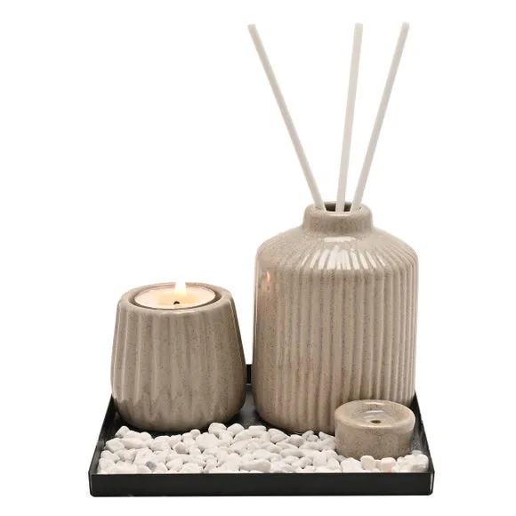 Hestia Ceramic Diffuser & Tealight Holder Set 2
