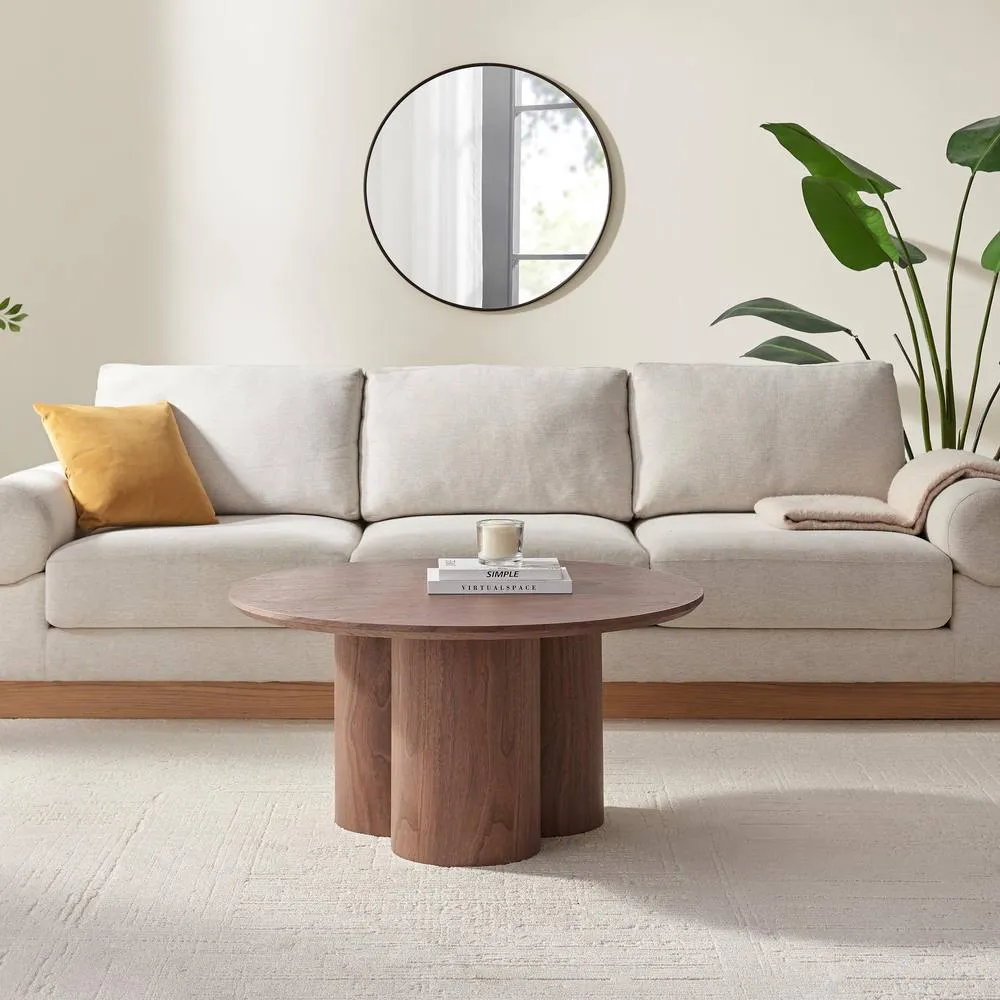 FurnitureboxUK Sutton Round Walnut Veneer Wood Coffee Table 2
