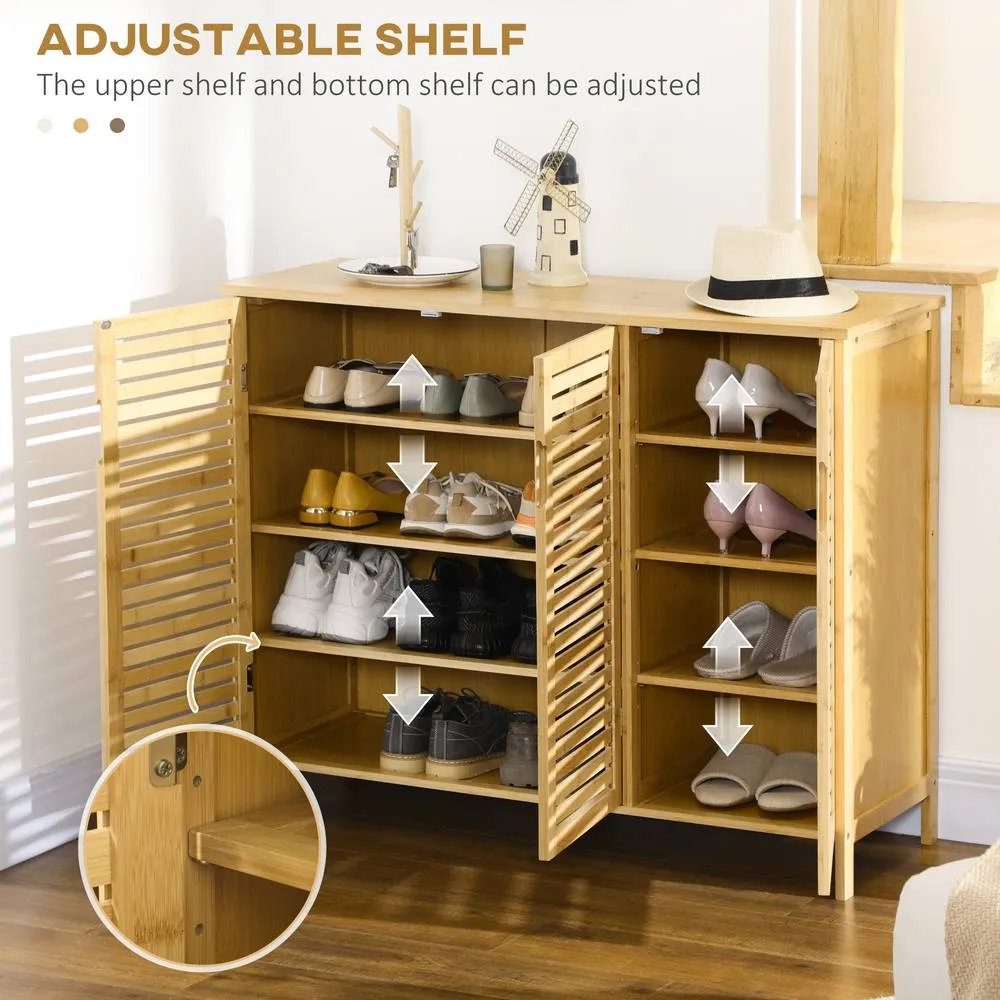 HOMCOM Rustic Shoe Cabinet, Shoe Storage Cabinet for 16 pairs of shoes in Light Brown 6