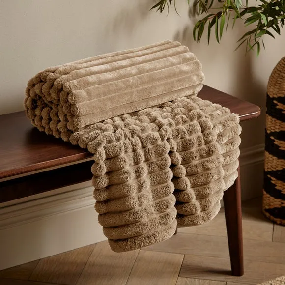Cosy Ribbed Throw Blanket 130cm x 170cm 1