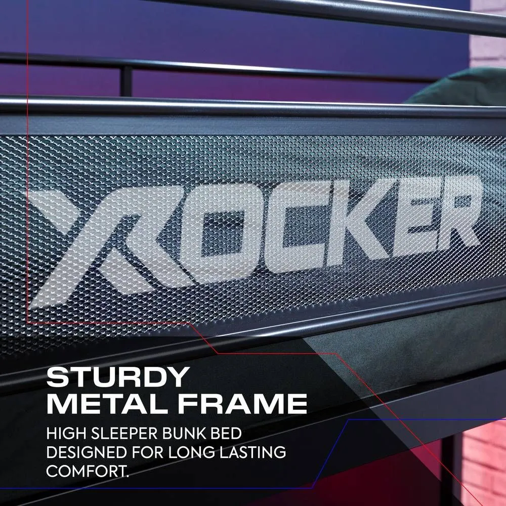 X Rocker Stronghold High Sleeper Bunk Bed with Double Futon / Sofa Bed in Black 3
